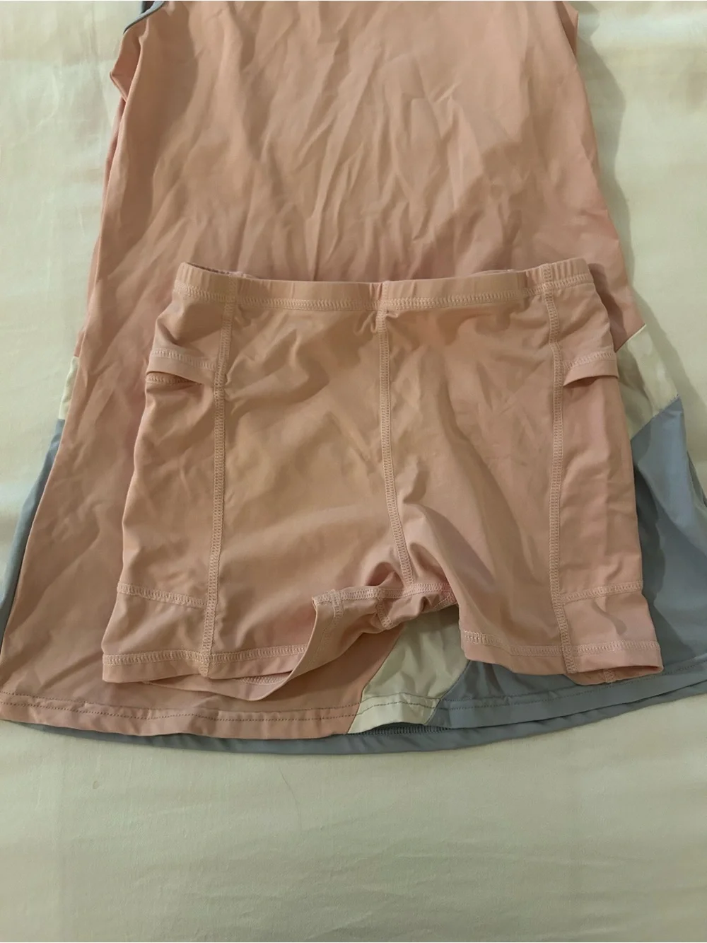 Women's Pink Colorblock Active wear  Dress and Shorts Set